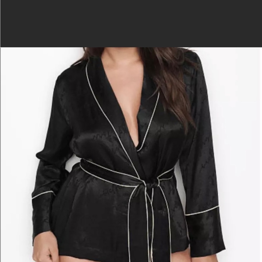 Victoria Secret Black Satin Robe- Short